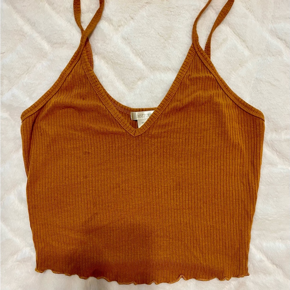 Bozzolo Knit Cropped Tank Top with Spaghetti Straps